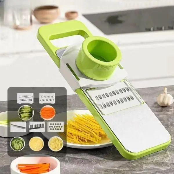 5-in-1 Vegetable Slicer & Grater Adjustable Mandoline Cutter with 5 Blades