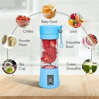 Rechargeable Portable Mini Juicer Blender 6 Blades, 380ml USB Smoothie Maker Cup