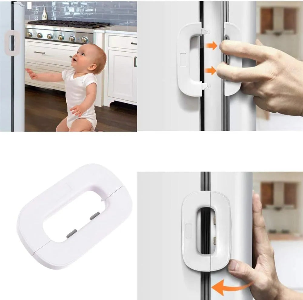 Child Safety Refrigerator Door Lock No-Drill Latch for Kids & Pets Protection