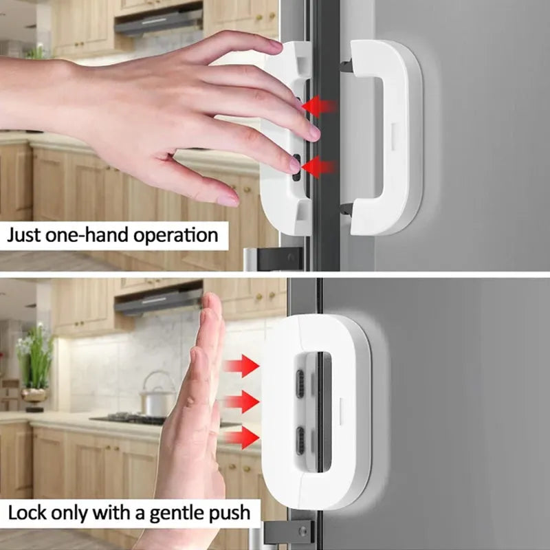Child Safety Refrigerator Door Lock No-Drill Latch for Kids & Pets Protection