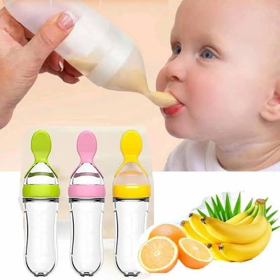 90ml Feeder With Spoon Soft Silicone Baby Feeding Bottle & Spoon Dispenser