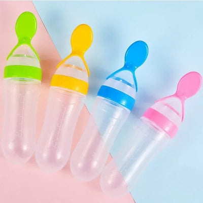90ml Feeder With Spoon Soft Silicone Baby Feeding Bottle & Spoon Dispenser
