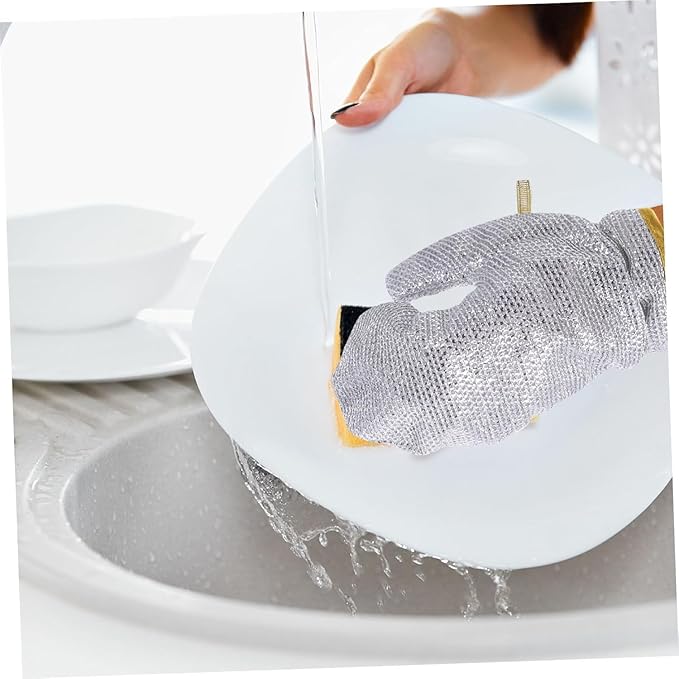 Multipurpose Wire Dishwashing Gloves Non Scratch Steel Cleaning Glove (1 Pc, Silver)