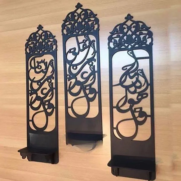 3-Piece Wooden Islamic Wall Art Arabic Calligraphy Decorative Panels