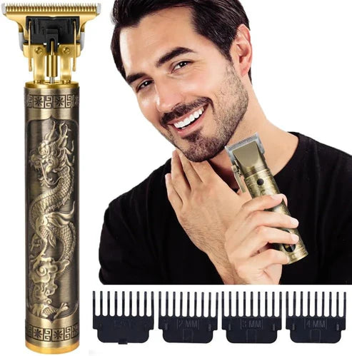 Vintage T9 Hair Trimmer for Men Metal Body, USB Rechargeable Beard & Hair Clipper