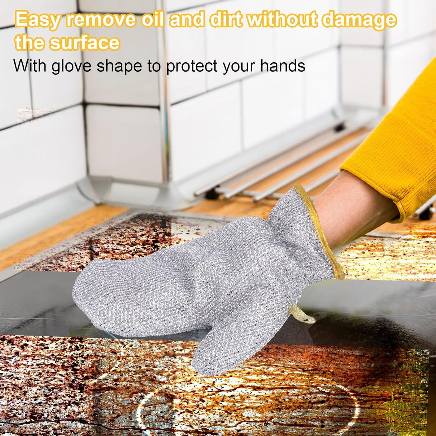 Multipurpose Wire Dishwashing Gloves Non Scratch Steel Cleaning Glove (1 Pc, Silver)