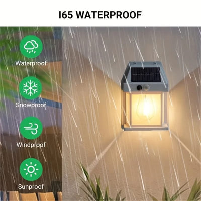 Solar Tungsten Filament Wall Lamp Waterproof Outdoor Motion Sensor Light
