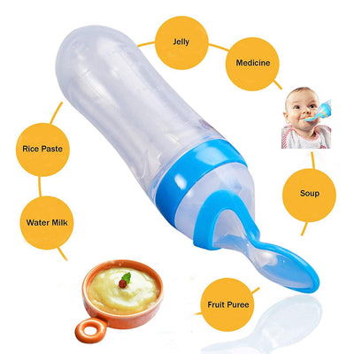 90ml Feeder With Spoon Soft Silicone Baby Feeding Bottle & Spoon Dispenser