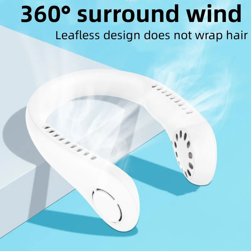 Mini Hanging Neck Fan 3 Speed USB Rechargeable Bladeless Cooler